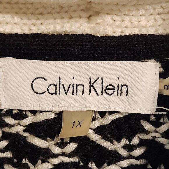 Calvin Klein turtle neck sweaterblack white knit design size 1x - Picture 5 of 8
